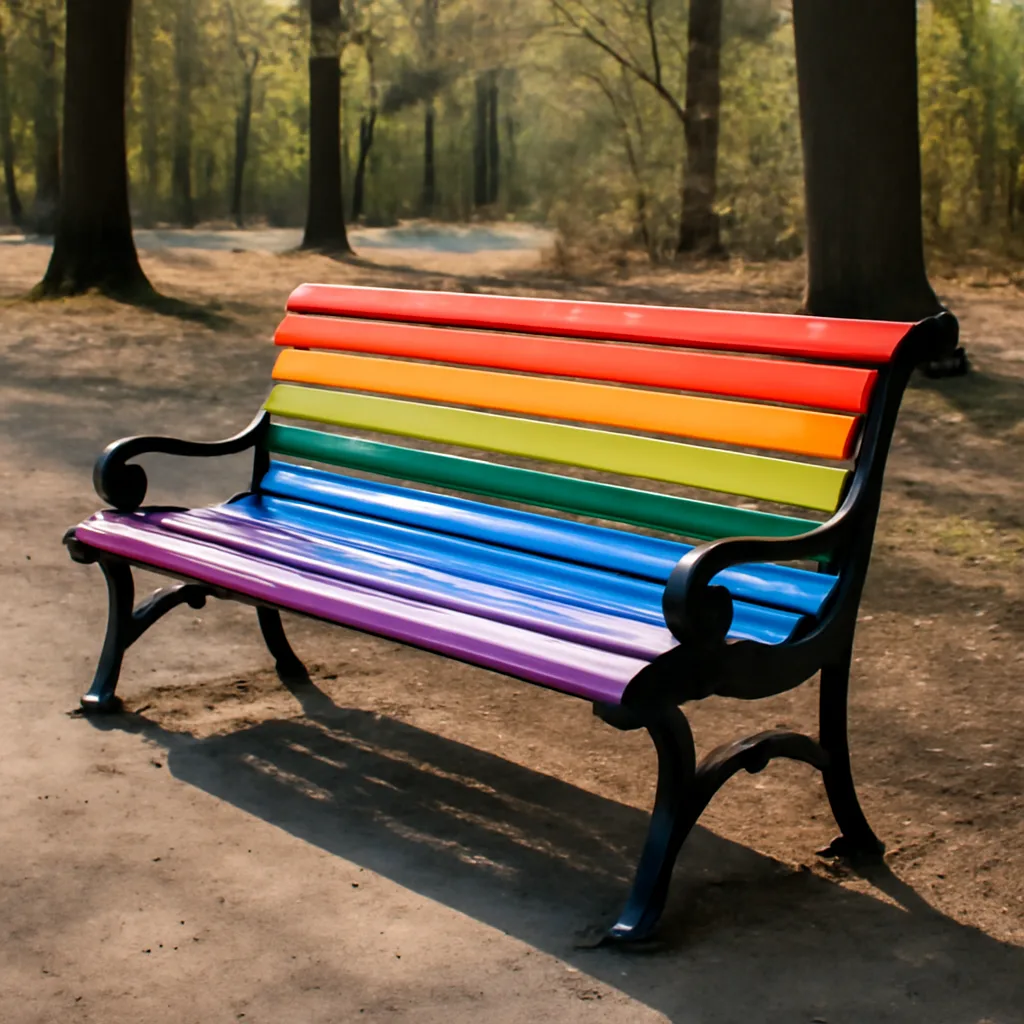 Regenbogenbank im Tiergarten nach Vandalismus erneuert