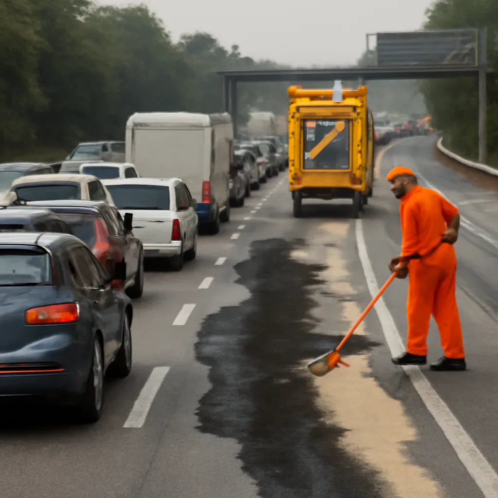 Ölspuren sorgen für Stau auf der A111 – Beseitigung dauert länger