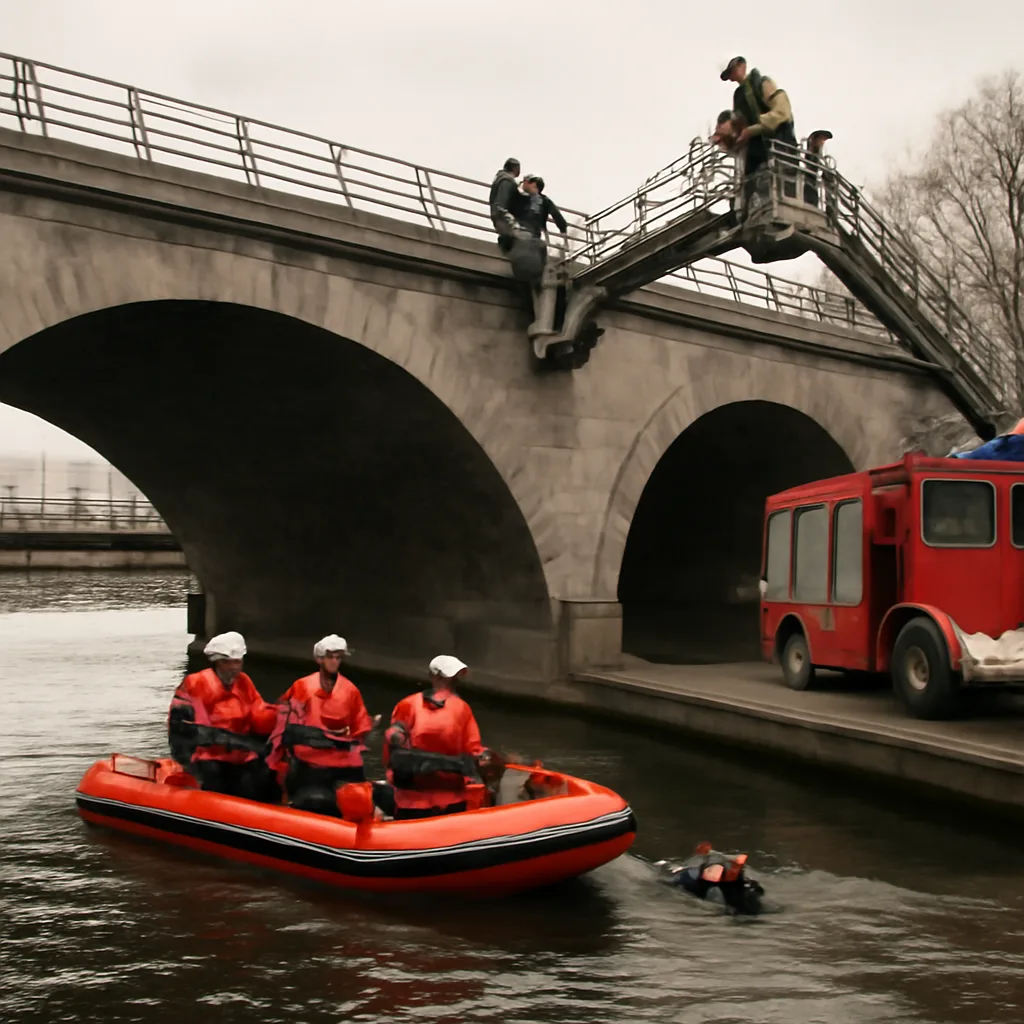 Rettungseinsatz an der Jannowitzbrücke: Drei Menschen in Gefahr
