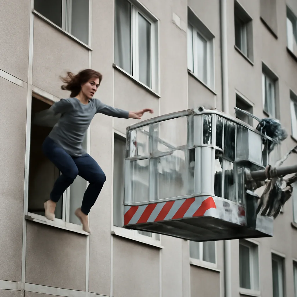 Drama im Hochhaus: Frau springt in Feuerwehrkorb zur Rettung