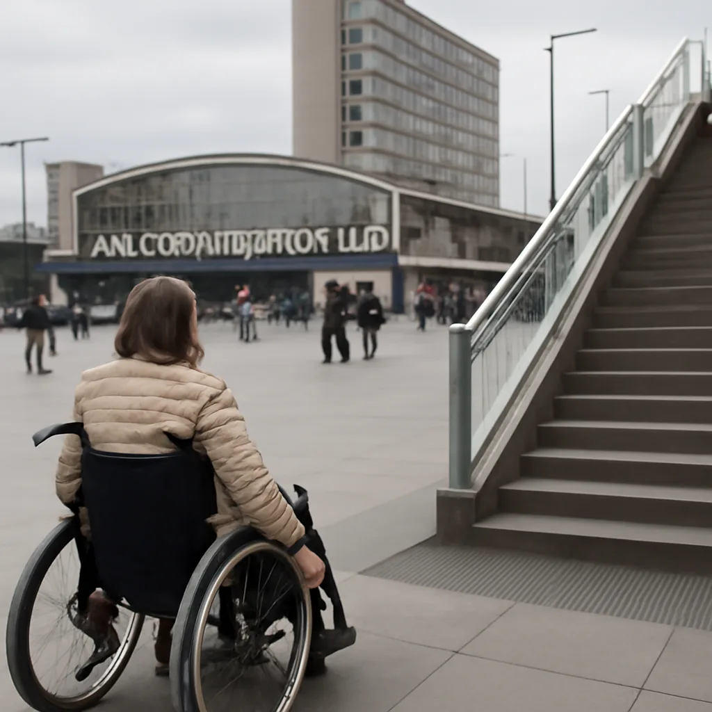 Herausforderung für Gehbehinderte am Alexanderplatz