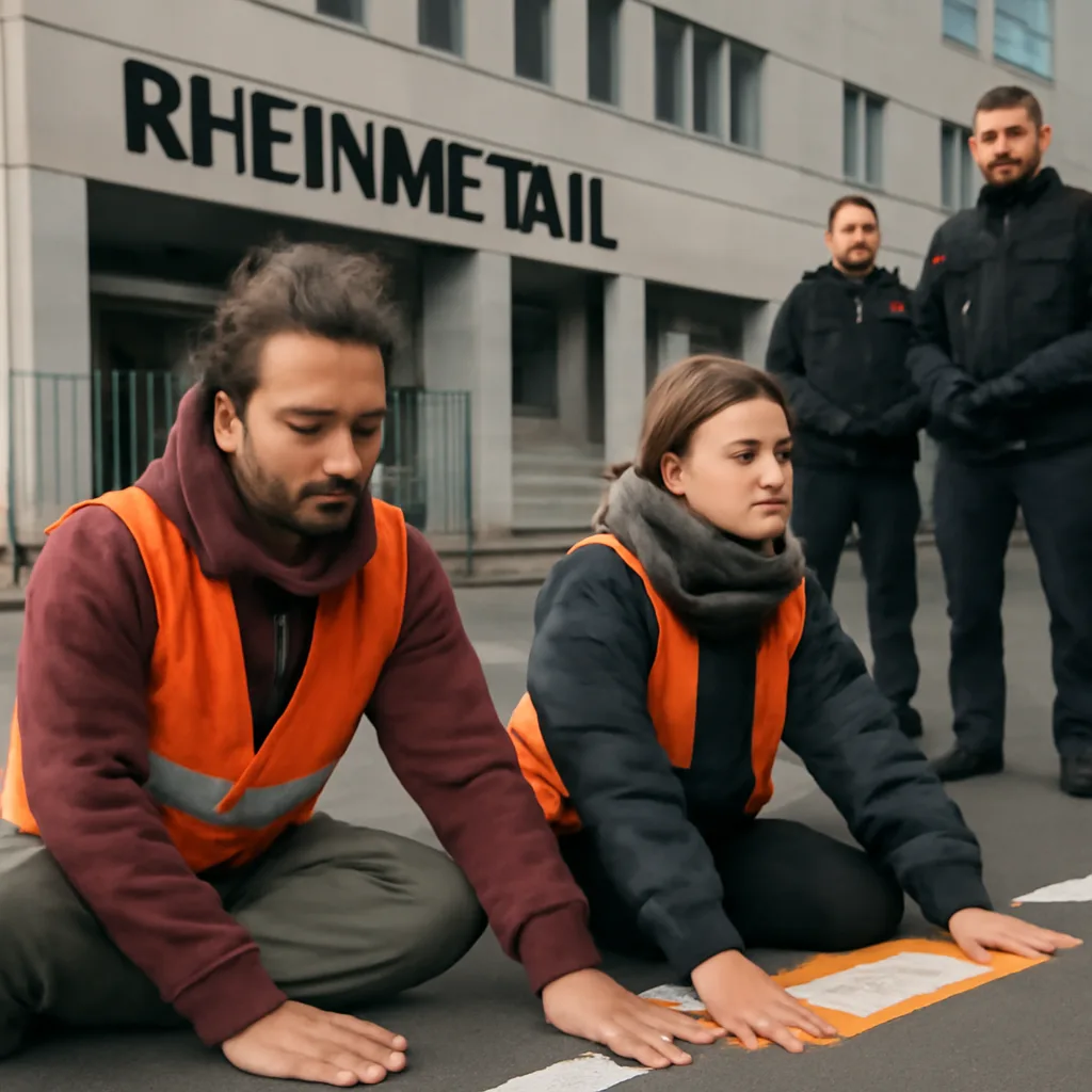 Blockade in Gesundbrunnen: Aktivisten kleben sich vor Rheinmetall fest