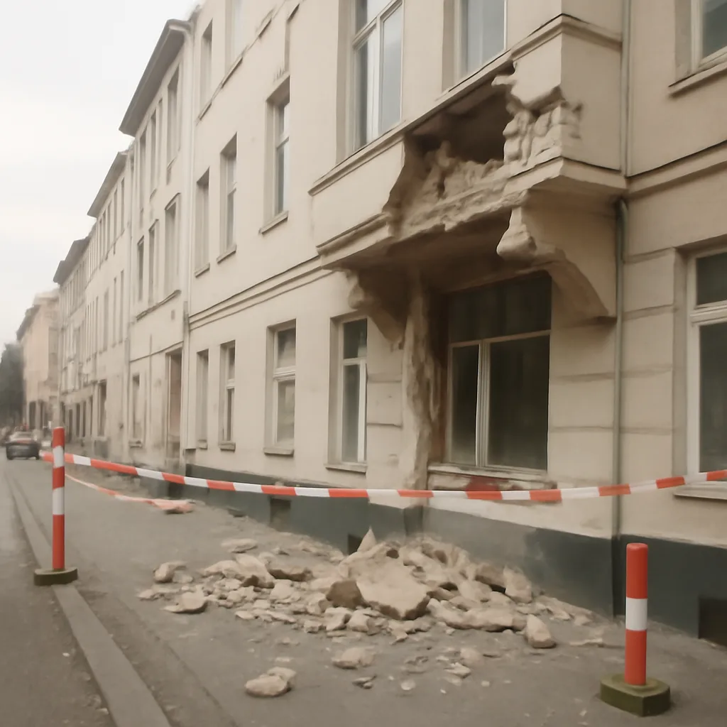 Teile der Fassade stürzen in Berlin-Steglitz herab