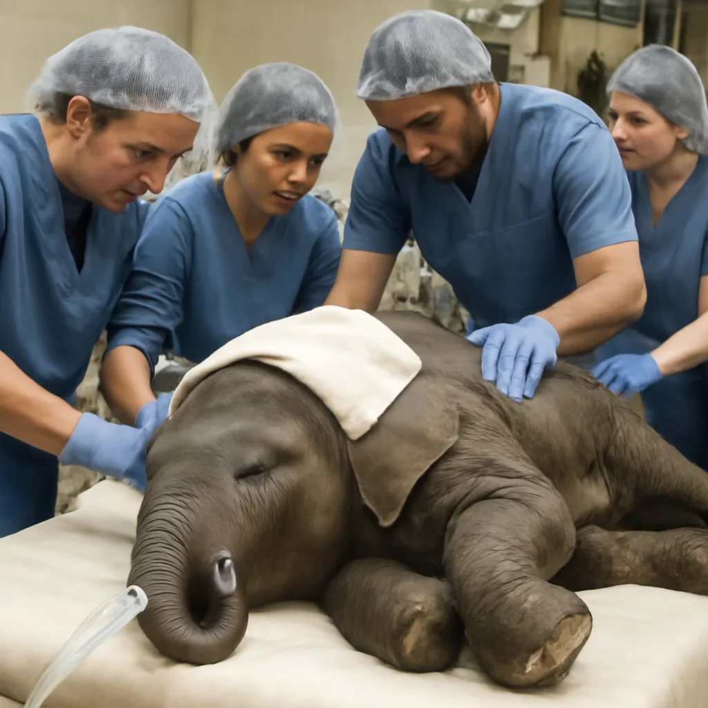 Operation für Elefantenbaby Simon im Tierpark Berlin