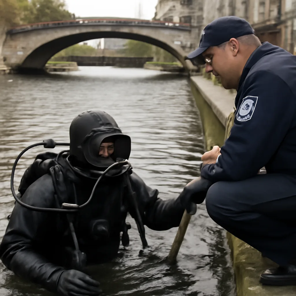 Polizeitaucher im Einsatz: Spree in Berlin-Mitte wird durchsucht
