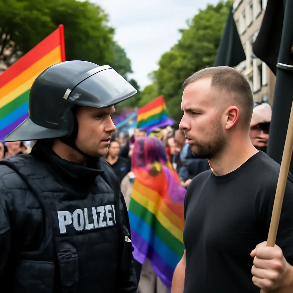 Bunter CSD in Berlin: Polizei kontrolliert rechte Gruppierung