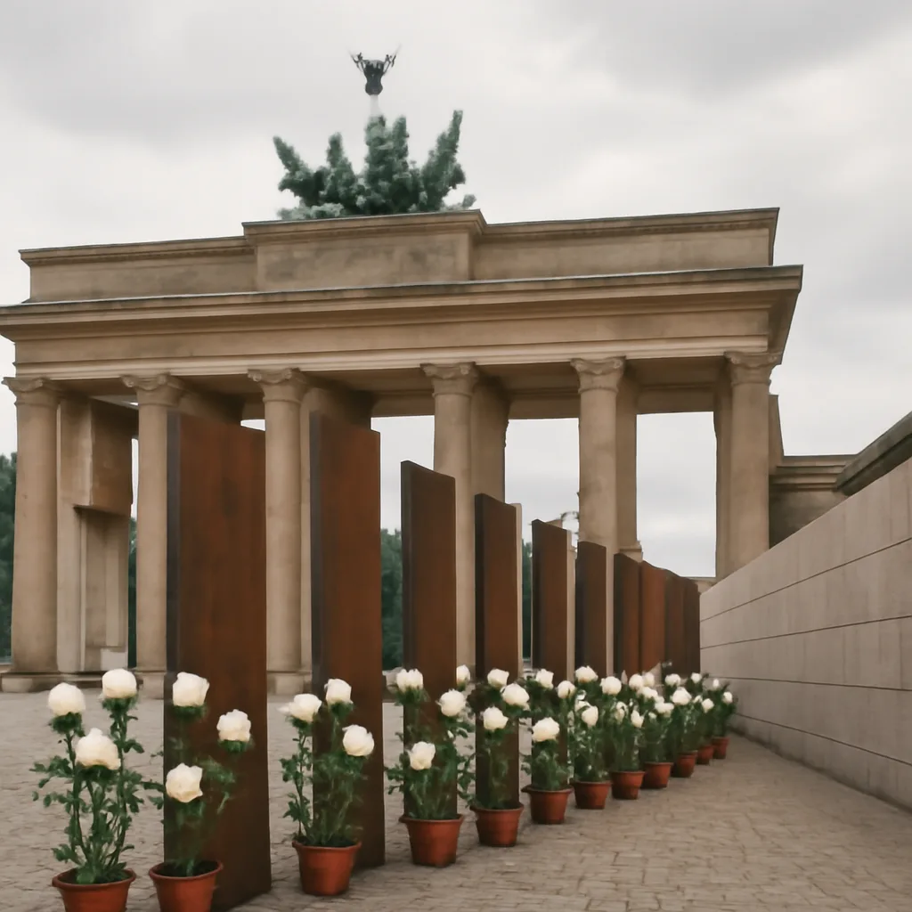 Gedenkinstallation am Brandenburger Tor zum Mauerbau