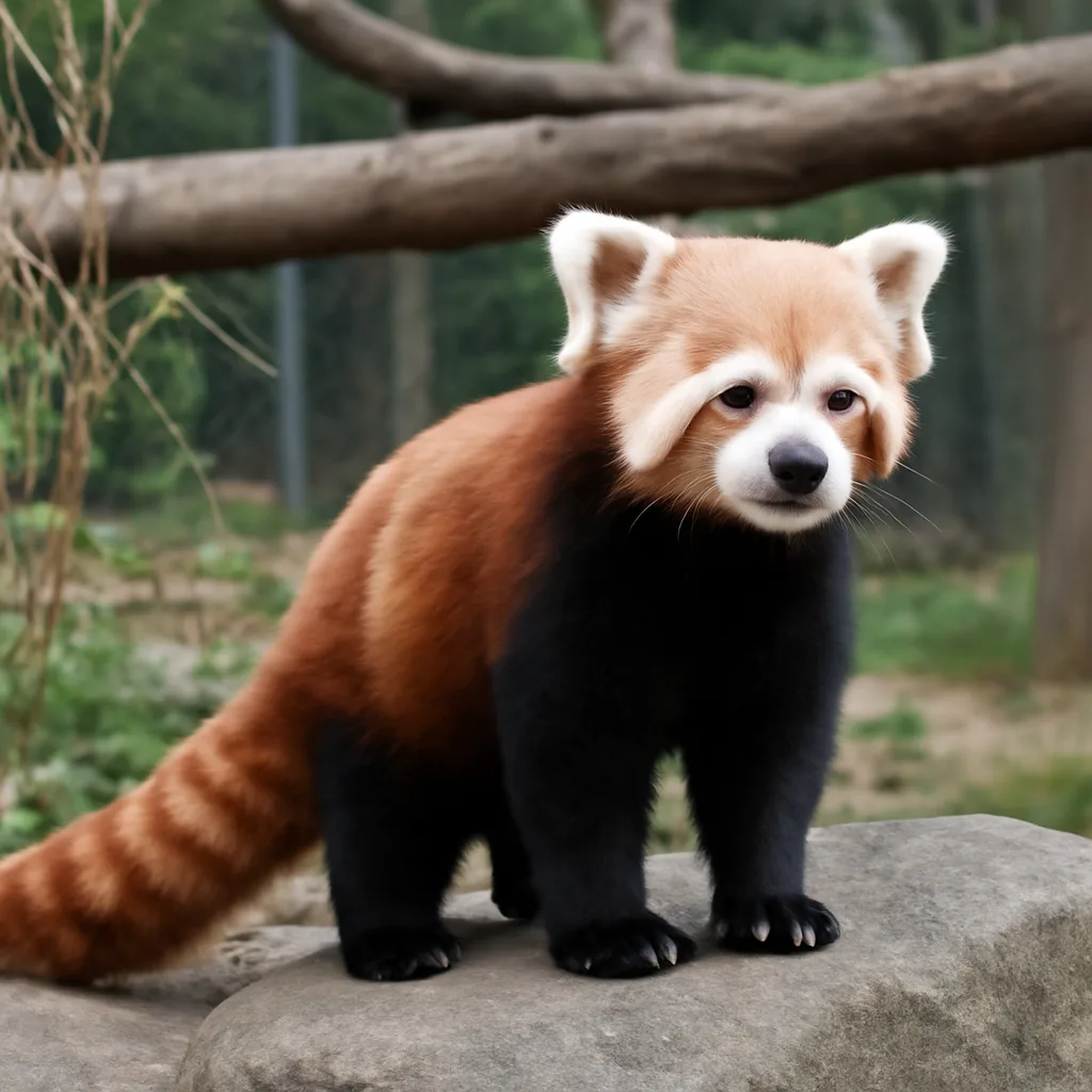 Süßer Roter Panda entdeckt sein Gehege im Tierpark Berlin