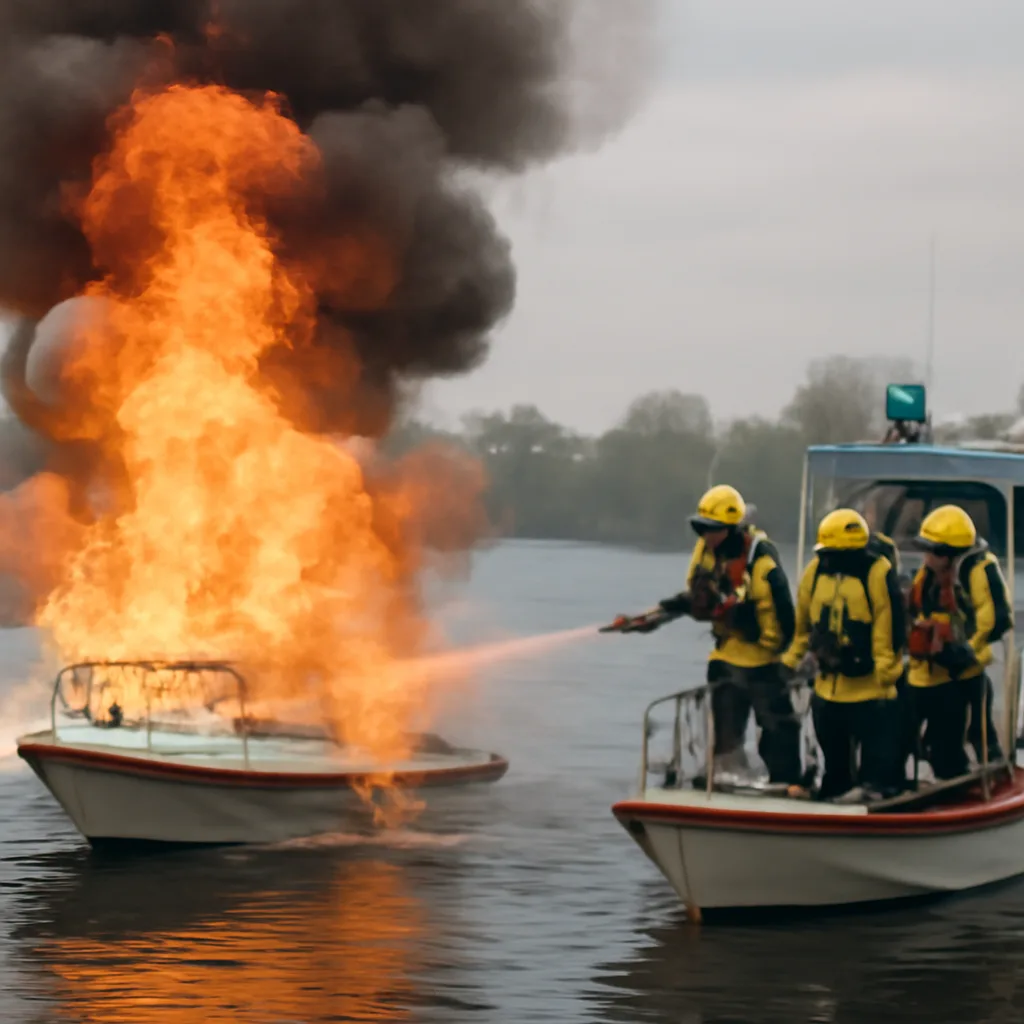 Explosion auf Boot: Einsatzkräfte der Feuerwehr in der Rummelsburger Bucht