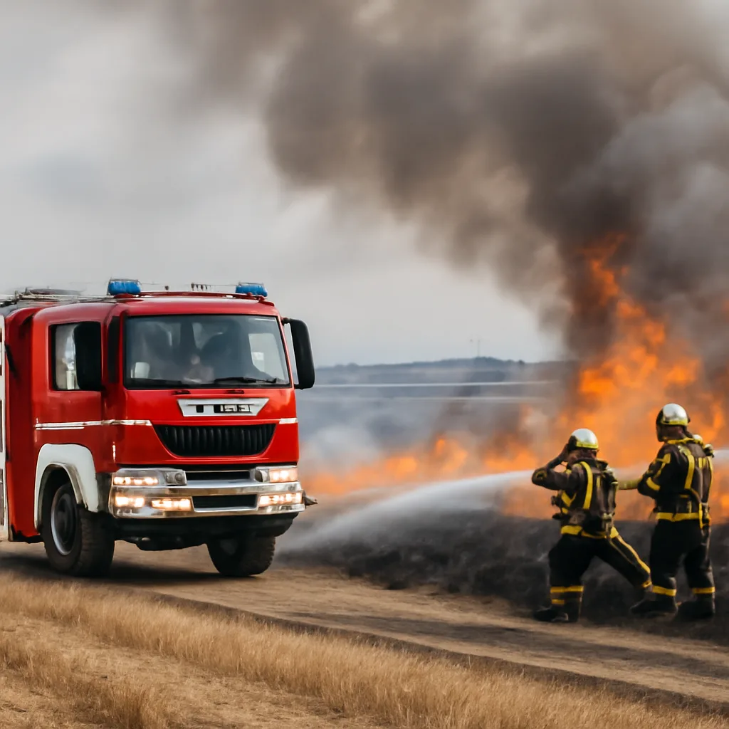 Feldbrand in der Nähe des BER: Feuerwehr im Einsatz