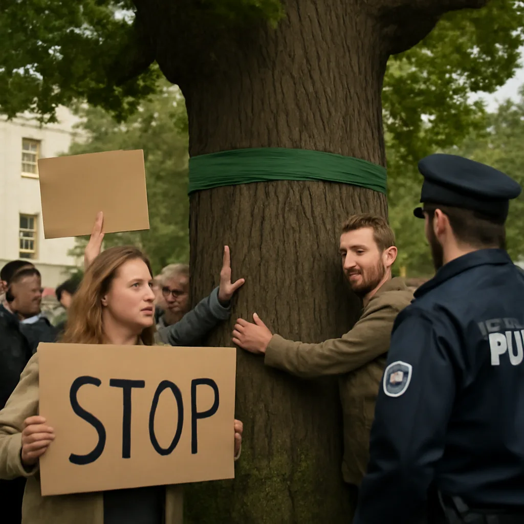Protest gegen die Fällung einer 200 Jahre alten Eiche in Pankow