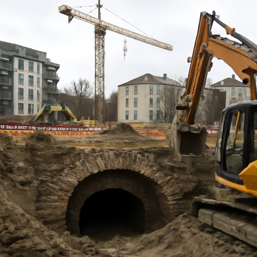 Baustelle in Pankow: Mysteröses Gewölbe sorgt für Stillstand