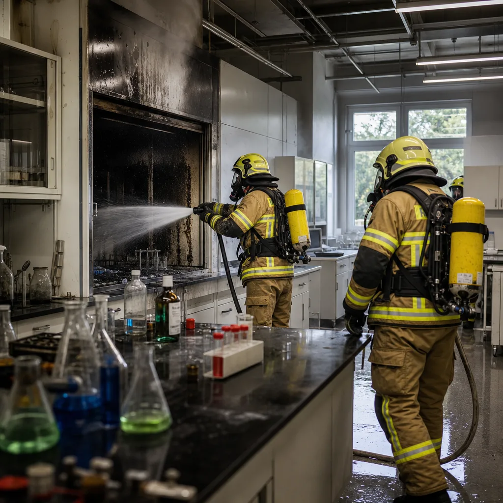 Feuerwehr löscht Brand im Chemielabor der FU Berlin