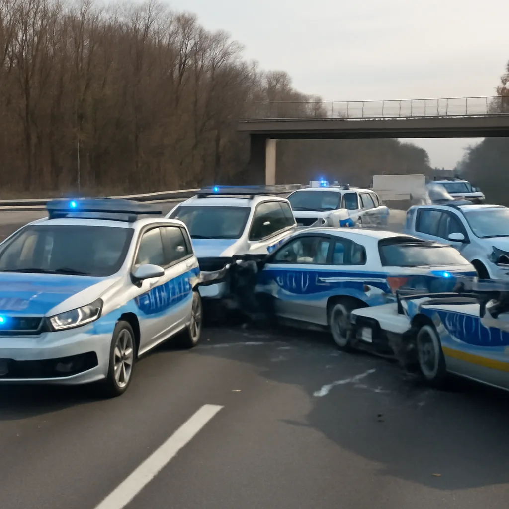 Sechs Polizeifahrzeuge in Unfall auf der Avus verwickelt