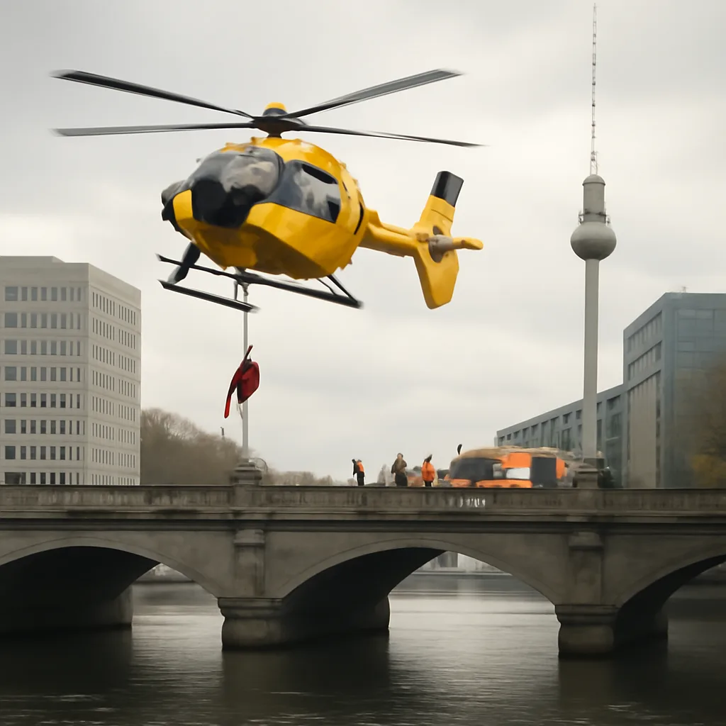 Rettungseinsatz an der Jannowitzbrücke: Hubschrauber im Einsatz