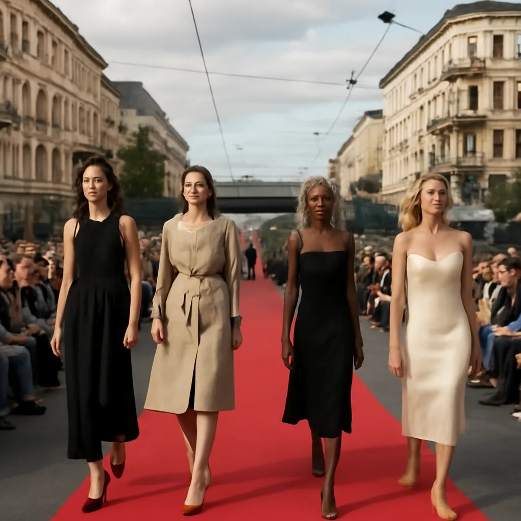 Models auf dem roten Teppich: Modenschau an der Schönhauser Allee