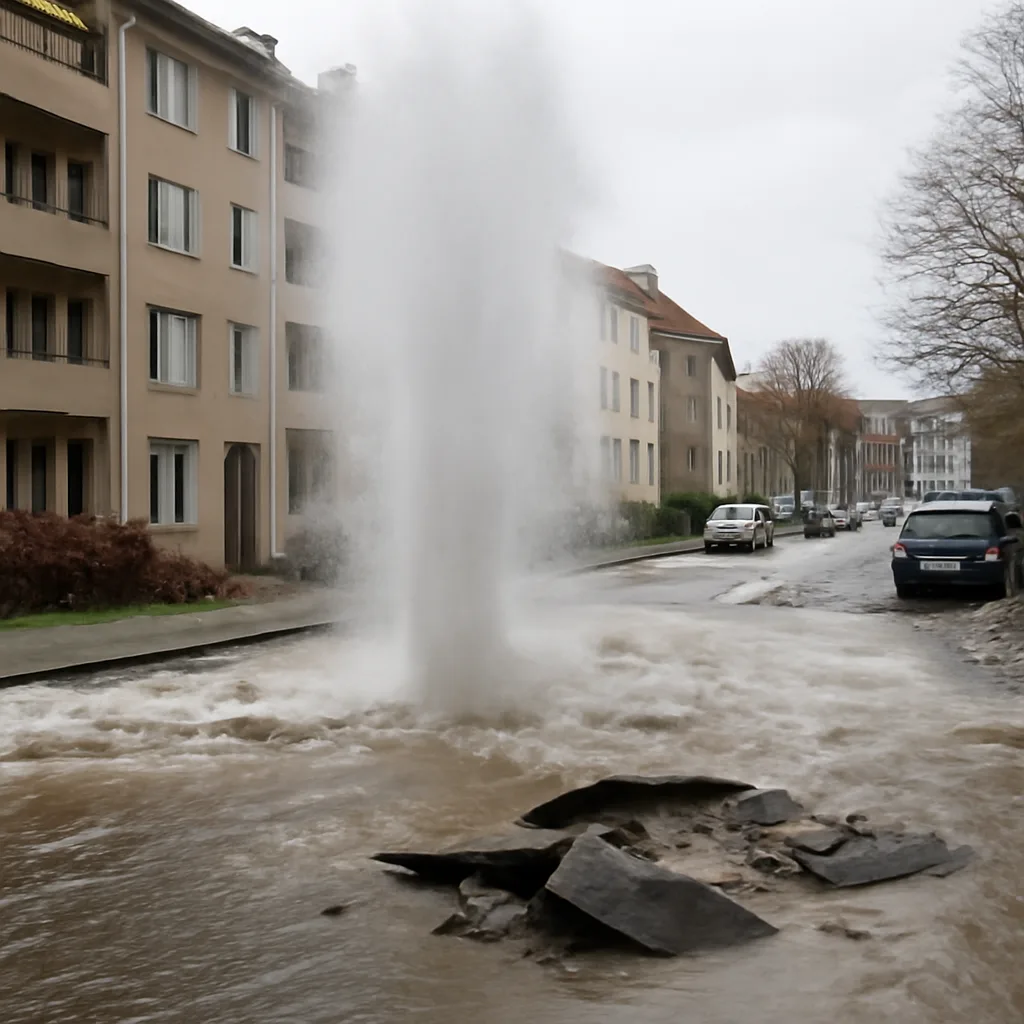 Massiver Wasserrohrbruch in der Siemensstadt: 15 Gebäude betroffen