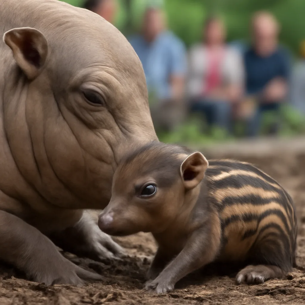 Neugeborener Hirscheber im Tierpark Berlin begeistert Besucher