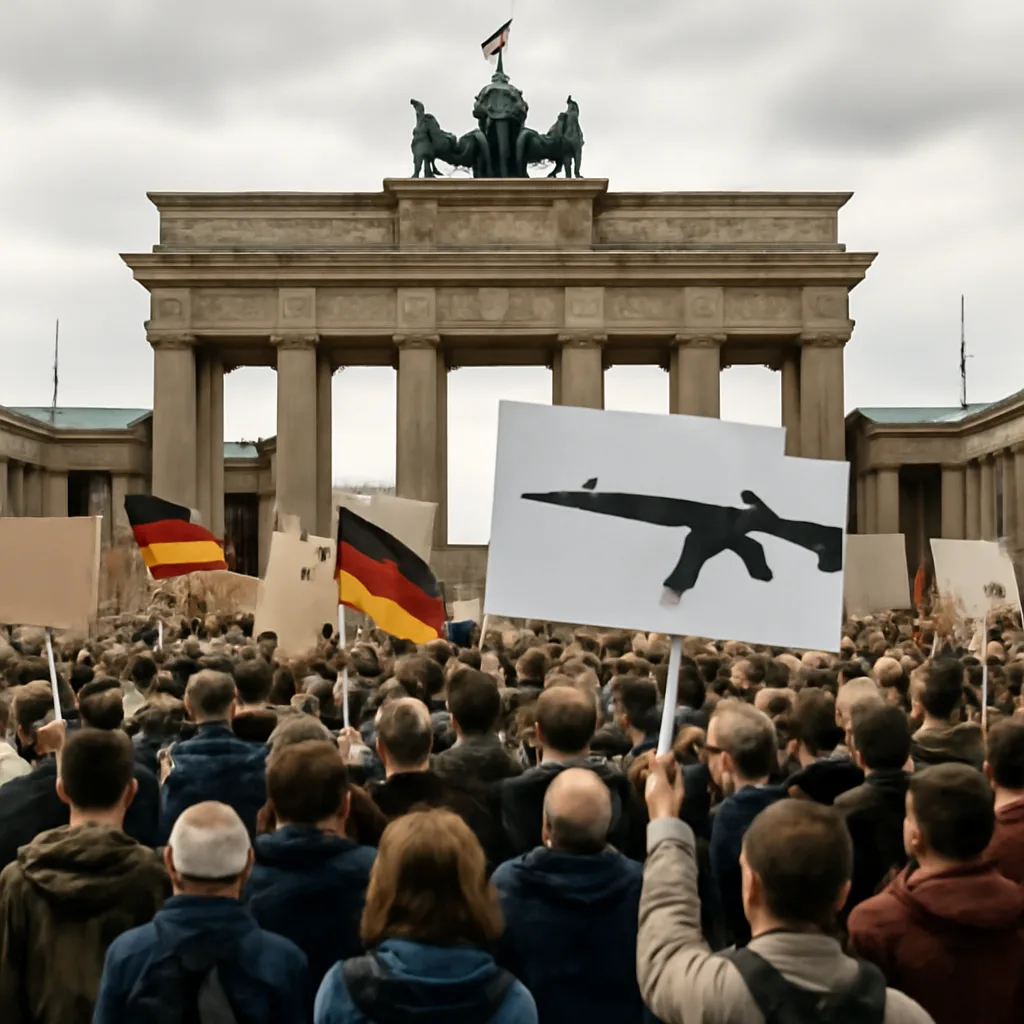 Tausende demonstrieren gegen Militarisierung am Brandenburger Tor