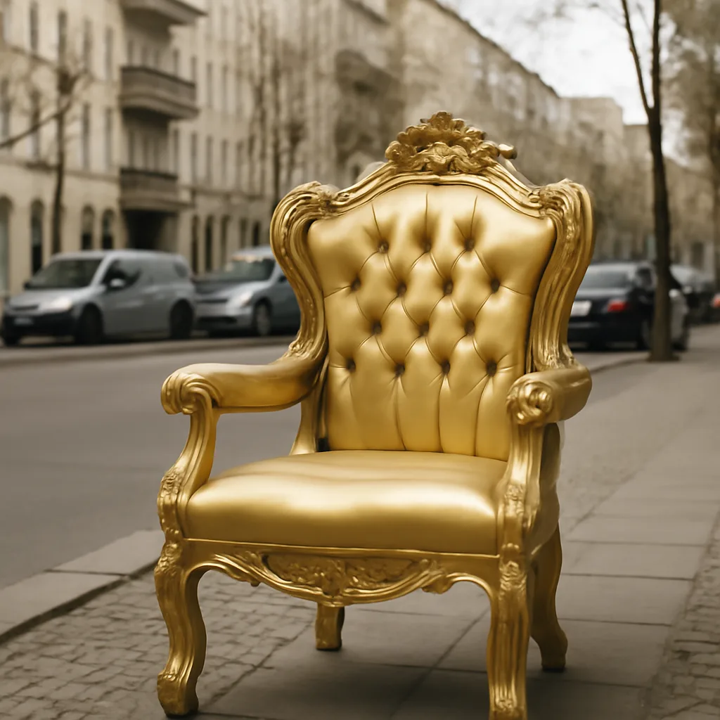 Sissi's goldener Stuhl: Kostenloses Kunstwerk in Prenzlauer Berg