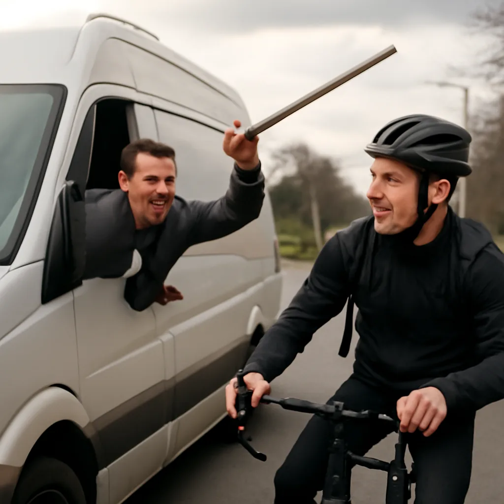 Aggressiver Transporterfahrer attackiert Radfahrer mit Metallstange
