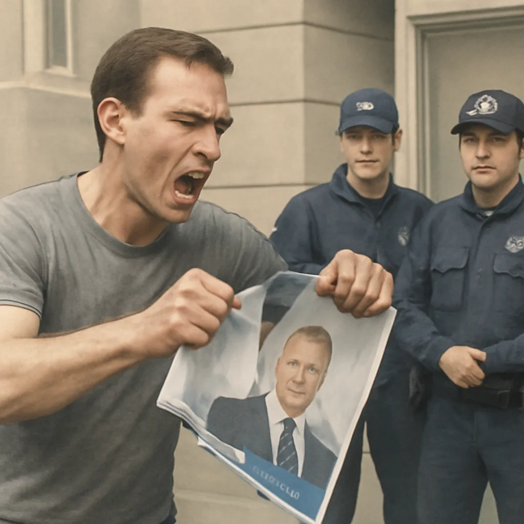 Aggressiver Mann zerreißt Wahlplakat und provoziert Polizei