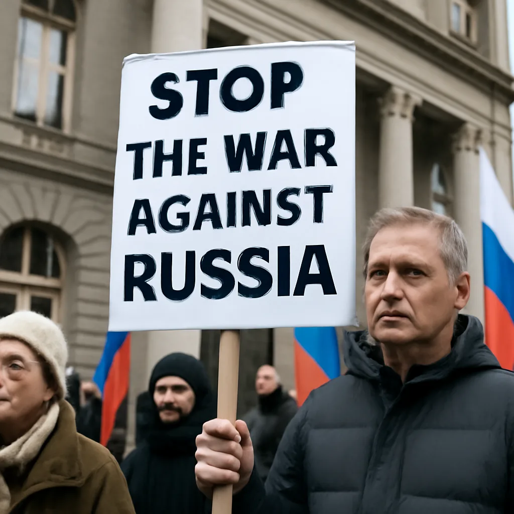 Protest vor dem Russischen Haus: "Stoppt den Krieg gegen Russland"