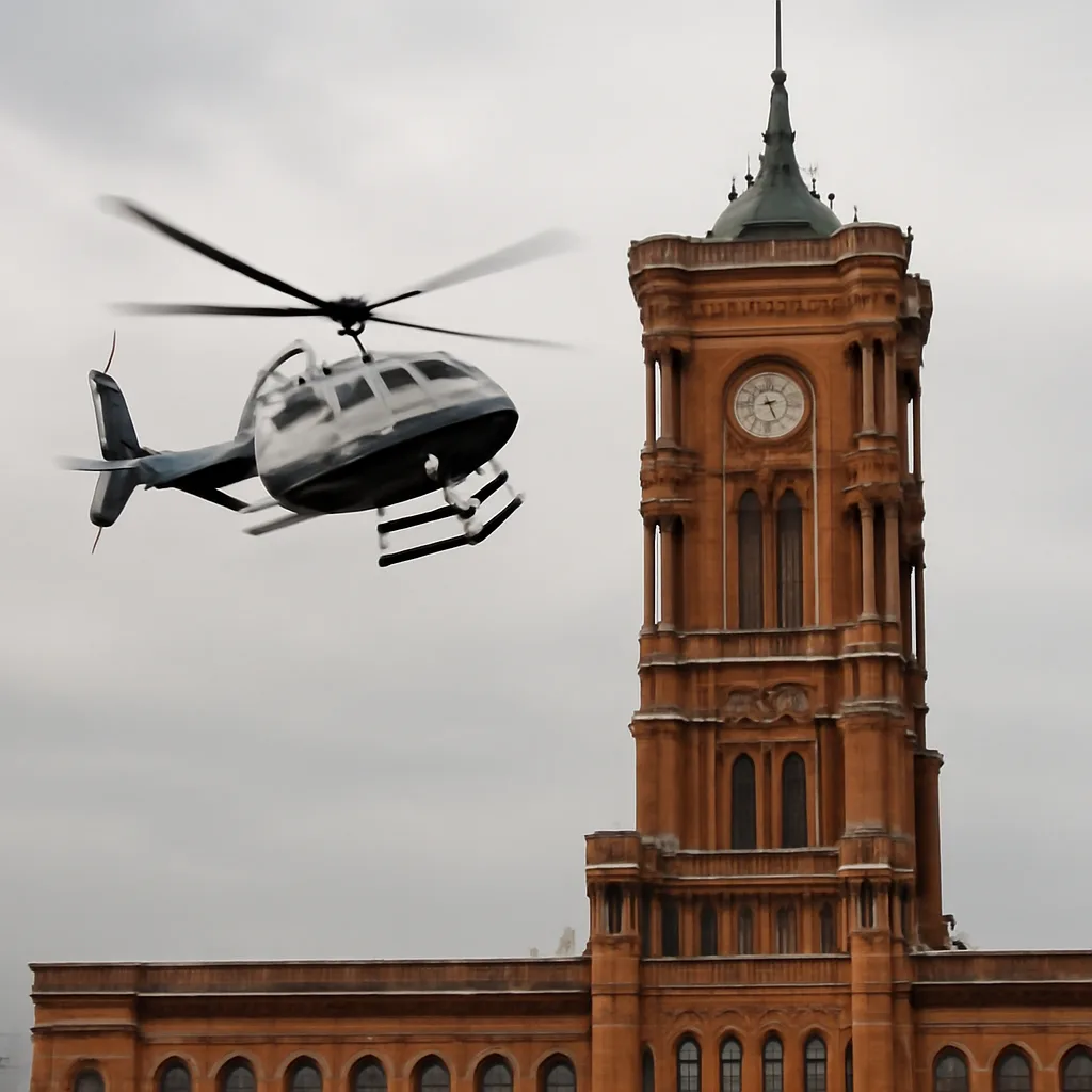 Hubschraubereinsatz über dem Roten Rathaus in Berlin