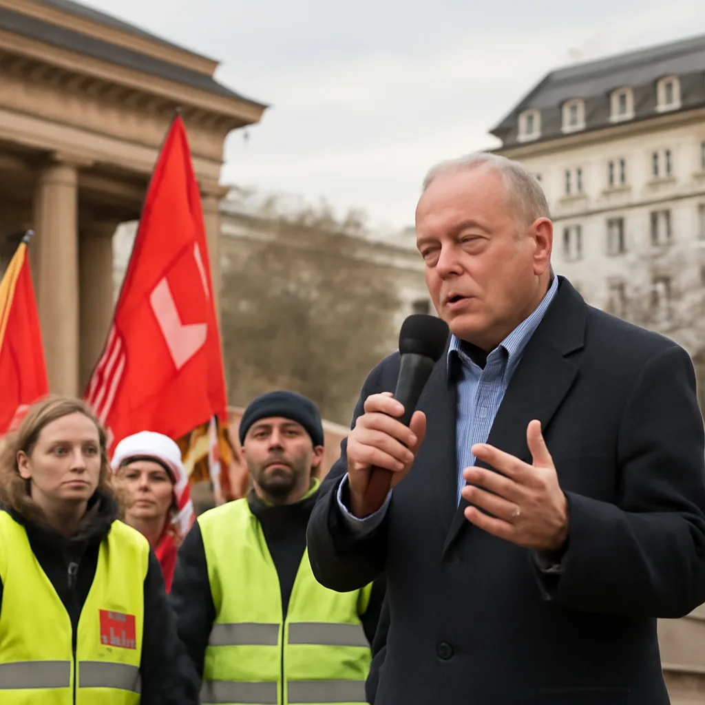 Warnstreiks im Einzel- und Großhandel: Gysi spricht am Wittenbergplatz