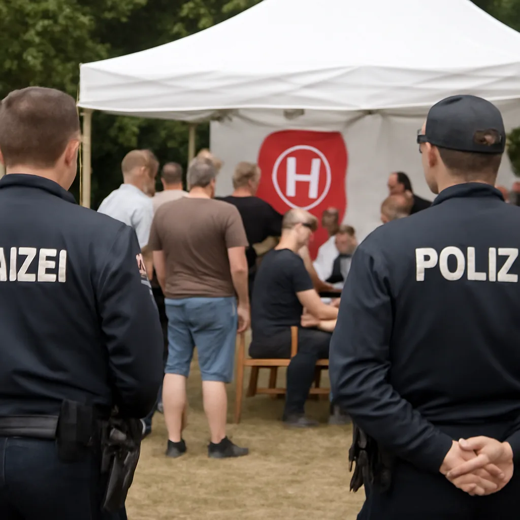 Sommerfest der rechtsextremen Partei "Die Heimat" in Köpenick unter Polizeiaufsicht
